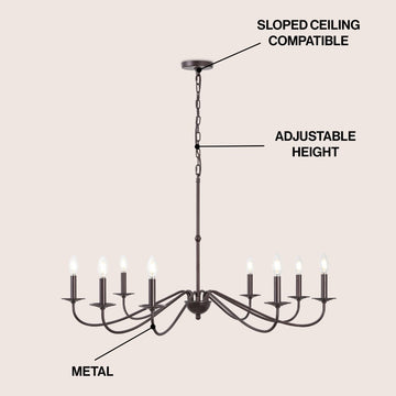 Wicklow 40" 8-Light Bohemian Farmhouse Iron LED Chandelier